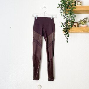 🦋 ALO YOGA Sheila High Rise Velour Panel Leggings Brown Velvet